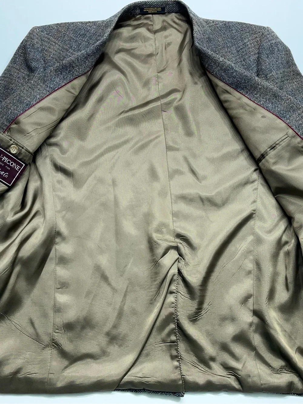 EVAN PICONE Wool Sport Coat Jacket Mens Size 42 Reg Brown Herringbone Blazer
